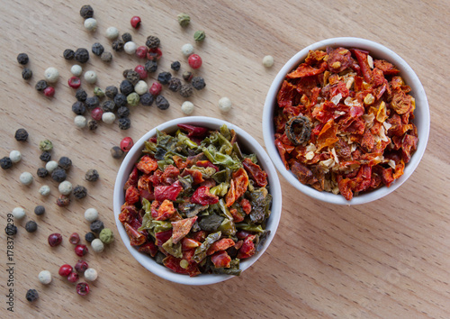 Mix dried spicy herb and vegetables for food coocking.