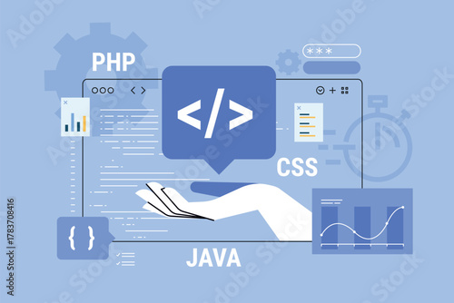 Illustrated people doing a podcast