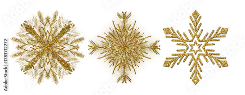Golden Glitter Snowflake Collection – Elegant Festive Winter Decorative Design"