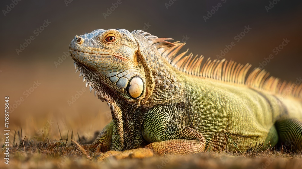 Fototapeta premium Green Iguana Close-Up