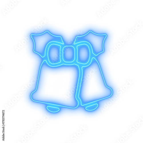 Blue Christmas Bells with Ribbon Bow in Clean Outline for Carol Events, Holiday Headers, and Seasonal Branding