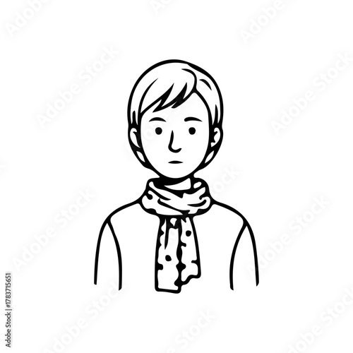 Minimalist line art portrait collection of diverse men and women avatars in black and white style
