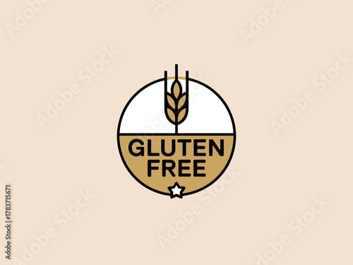 This design showcases a gluten-free label with wheat graphics, serving as a clear and recognizable symbol for consumers seeking gluten-free food products.