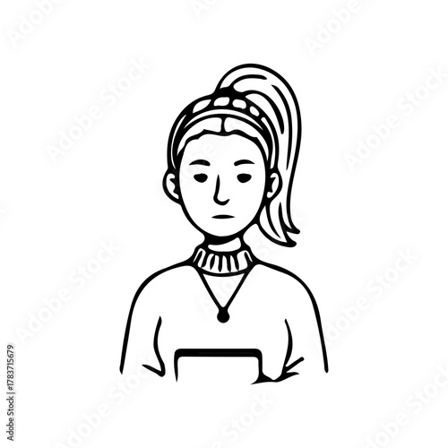 Minimalist line art portrait collection of diverse men and women avatars in black and white style