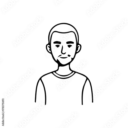 Minimalist line art portrait collection of diverse men and women avatars in black and white style