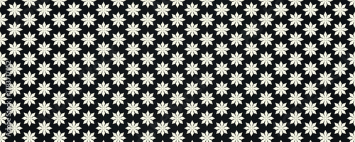Abstract floral geometric repeat pattern background. Black and white background
