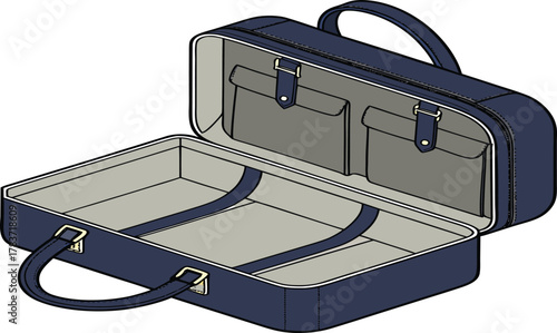 blue suitcase isolated on white