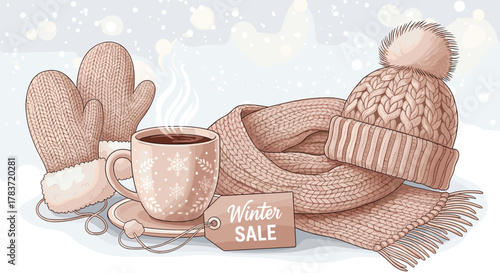 Cozy Winter Sale Vector Illustration