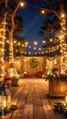 Wallpaper Mural Enchanting Christmas Pathway with Lights and Decorations at Night Torontodigital.ca