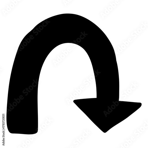 Hand-drawn Black U-Turn Arrow for Direction and Navigation