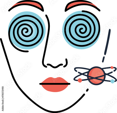 A stylized portrait with a dizzying effect: spirals instead of eyes symbolize the eternal race for knowledge, retraining, and the desire to be an "eternal student."