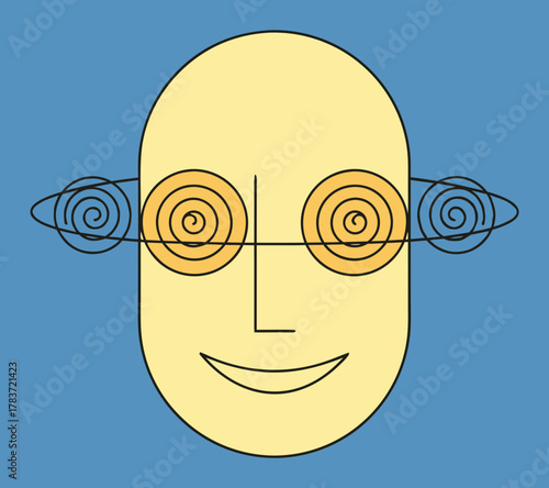 A stylized portrait with a dizzying effect: spirals instead of eyes symbolize the eternal race for knowledge, retraining, and the desire to be an "eternal student."