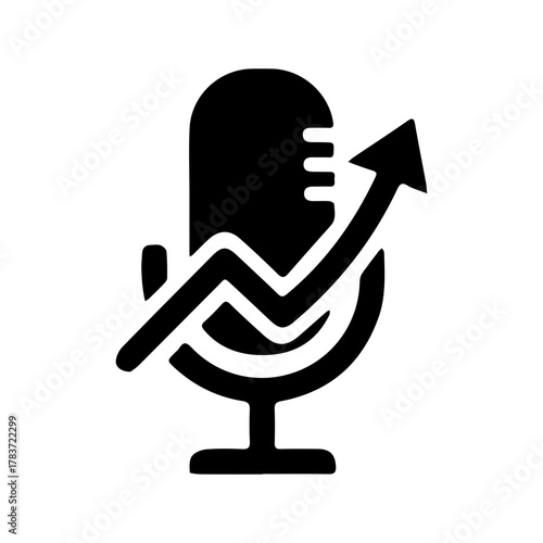 Podcast Growth Icon Microphone with Upward Arrow Logo Design