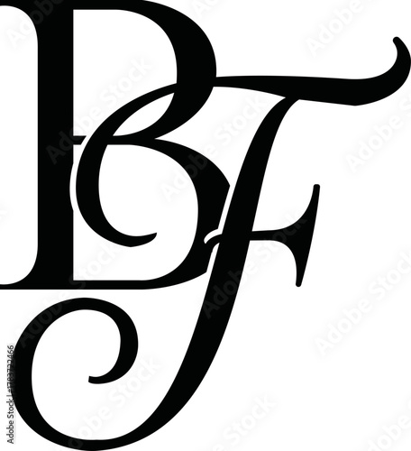Elegant monogram composed of the letters B and F.