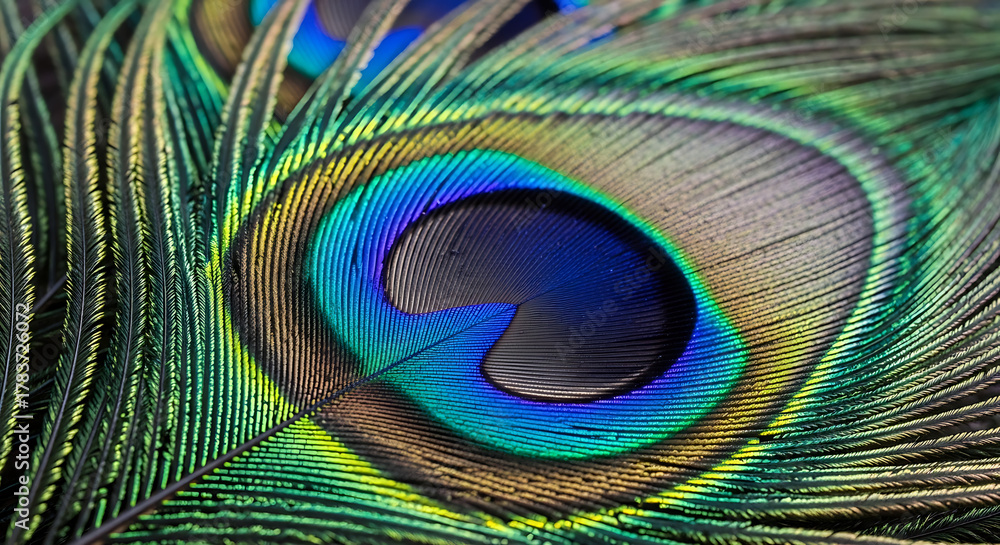 Obraz premium Close-up of a Vibrant Peacock Feather Eye
