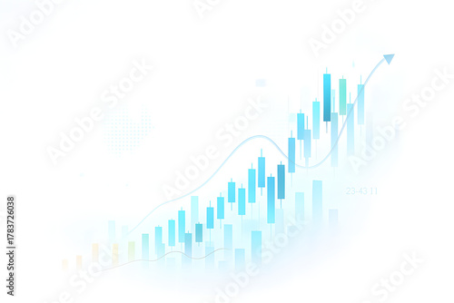 Stock market chart showing an upward trend isolated on white background