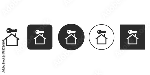 House with key icon set home and key vector illustration real estate concept house with key icon in different style vector illustration