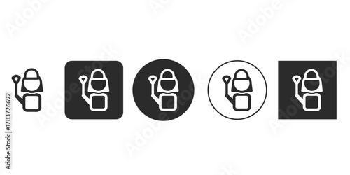 Illustration of a woman wearing a helmet, presented in various styles, , showcasing different design options for a single concept