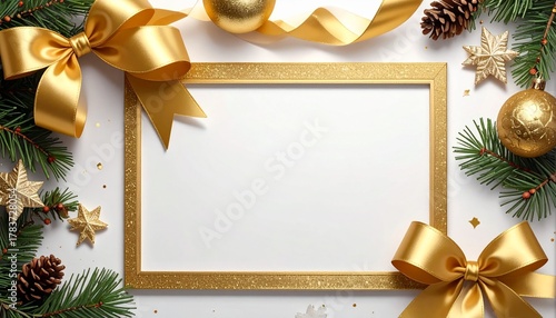 beautiful border frame with christmas ribbons, christmas theme concept