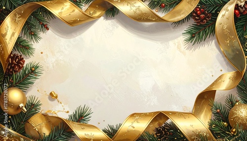 beautiful border frame with christmas ribbons, christmas theme concept