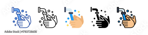 Hand Washing Icon Multi Style Illustration