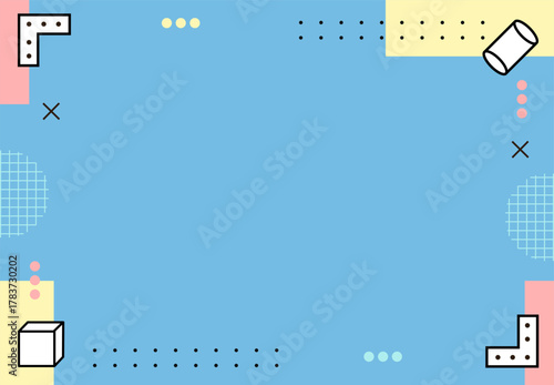 Memphis Background Modern 90s Retro Blue Abstract Geometric Pattern Design