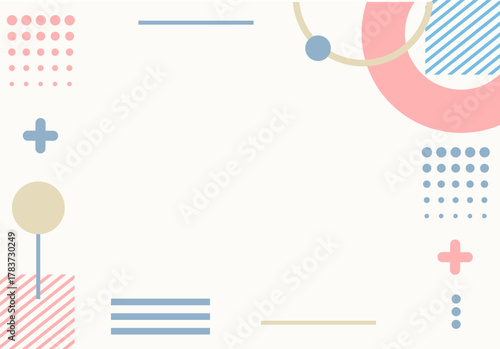 Memphis Background – 90s Geometric Frame Layout with Soft Pastel Colors and Retro Abstract Design Elements