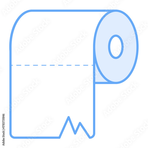 Modern blue toilet paper roll, a clean simple bathroom essential for hygiene and sanitation, promoting cleanliness and personal care, originally a vector graphic