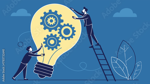 Teamwork ignites innovation as collaborators build a bright idea, symbolizing business strategy and creative solutions for success in a collaborative environment