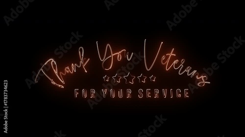 
 thank you veterans for your service neon text animation , templates for poster, cover, banner, social media
