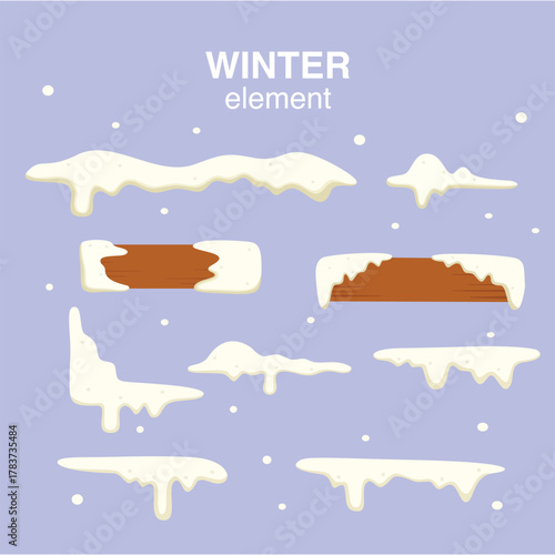 Comprehensive Set of Assorted Snow and Wood Graphic Winter Elements