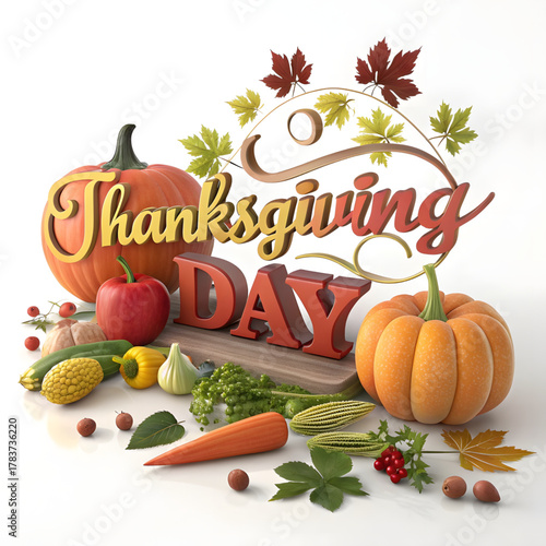 Thanksgiving day harvest festival autumn vegetables pumpkins fall leaves festive celebration