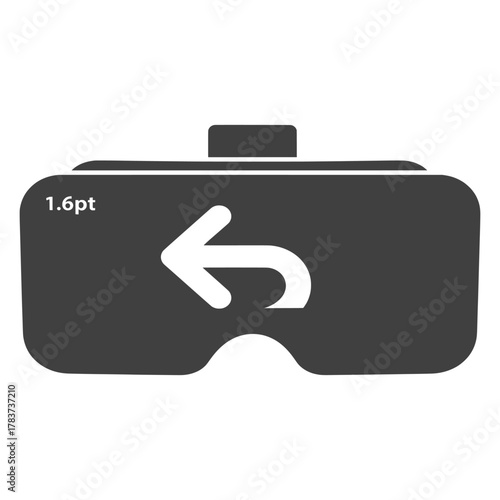 VR Headset Back Arrow Icon, Virtual Reality Goggles with Undo Symbol, VR Experience
