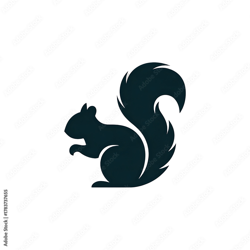 Obraz premium Silhouette of a squirrel with a textured abstract design against a black background
