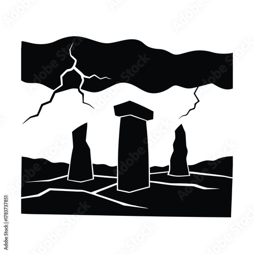 Gobekli Tepe Ruins With Stormy Desert Sky