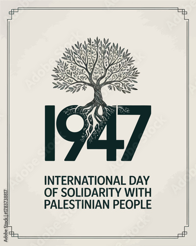 International Day of Solidarity with Palestinian People 1947 Poster Vector Illustration