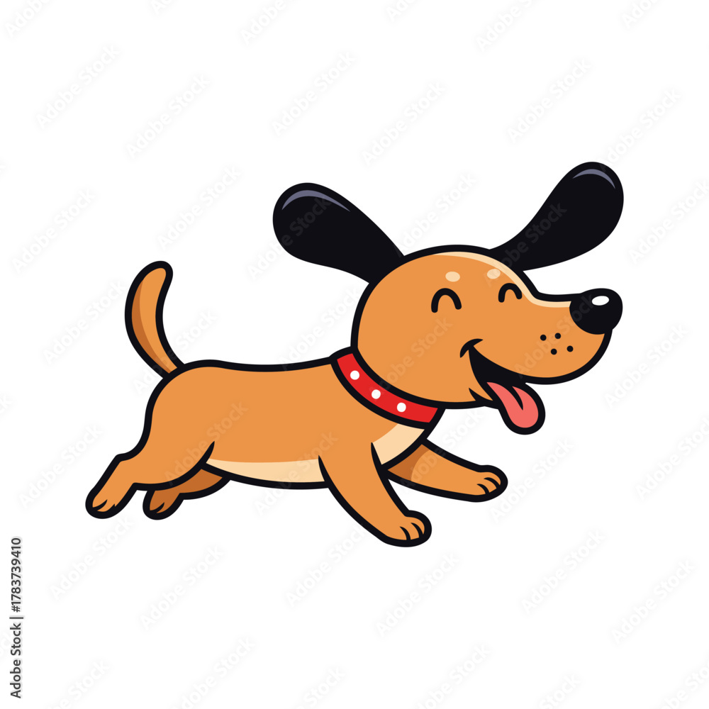 Obraz premium Happy Cartoon Dog Running Vector Illustration