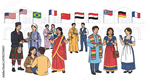 International gathering celebrating diverse cultures and global unity