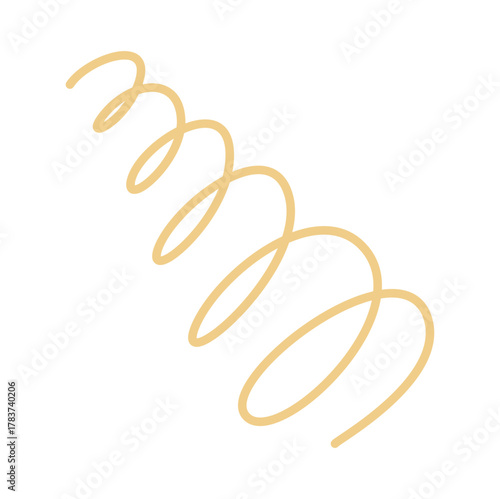 Hand drawn spiral spring. Doodle flexible coil, wire spring symbol. Metal coil spiral icon. Vector illustration isolated on white background.