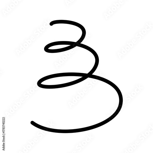 Hand drawn spiral spring. Doodle flexible coil, wire spring symbol. Metal coil spiral icon. Vector illustration isolated on white background.