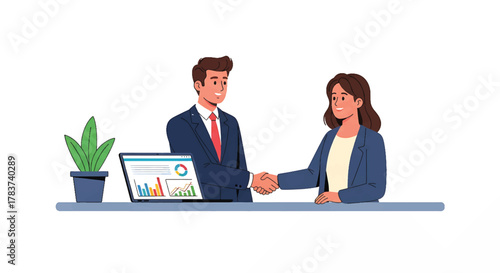 Successful Business Partnership Colleagues shaking hands over a successful business deal