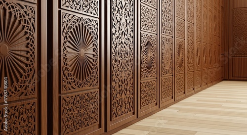 Intricate Wood Carving Patterns on a Wall