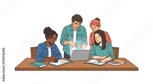 Group of diverse students collaborating on a project