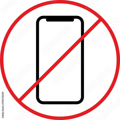 No cell phone allowed sign with a smartphone icon