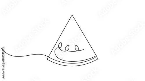 Animated self drawing of continuous line draw of sliced healthy freshness organic sweet melon for orchard logo identity. Fresh fruitage concept for fruit garden icon. Full length single line animation