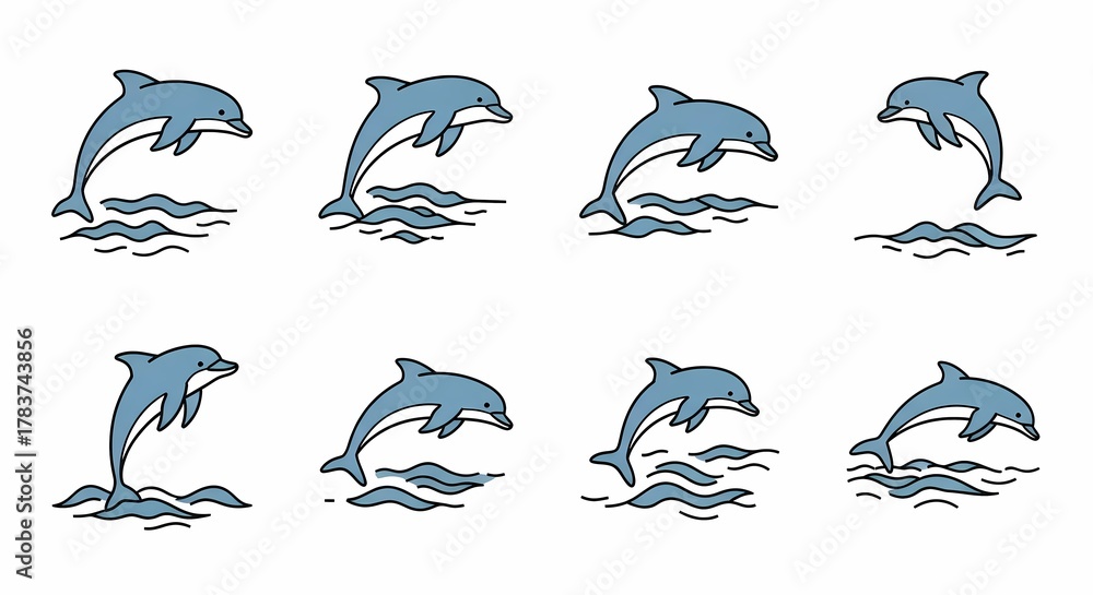 Obraz premium vector set of dolphins