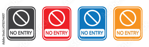 No Entry Warning Sign Icons in Different Colors