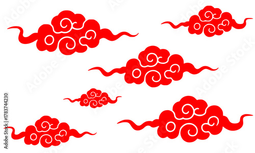 Chinese Style Red Cloud Pattern Vector Art for Festival and Decoration
