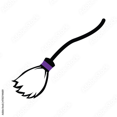 Witch broom icon vector illustration, Halloween witch broomstick .