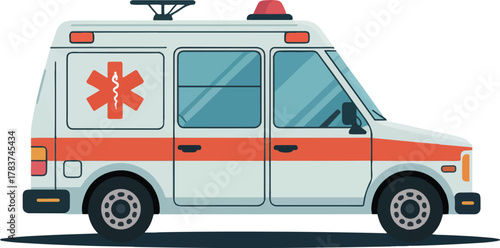 Emergency Ambulance Van Side View Vector Illustration